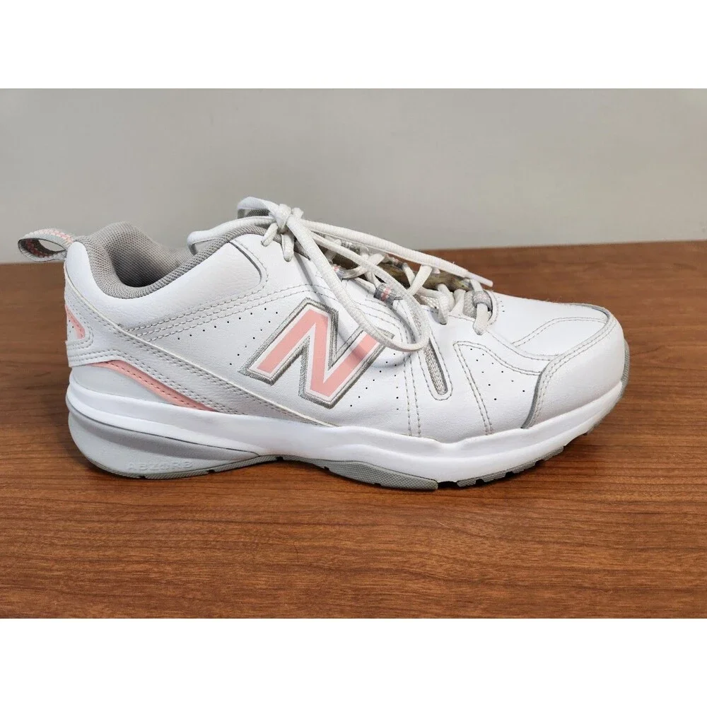 New Balance 608v5 Women 10 ~ Men 8.5 White Pink Leather Training Shoes WX608WP5